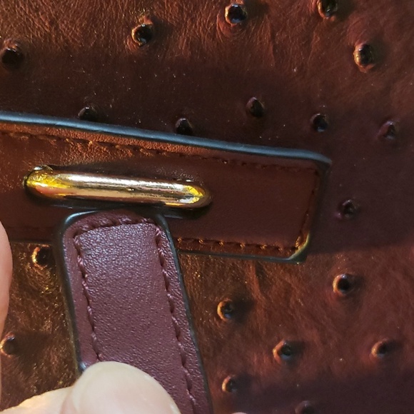 Handbag Republic Classic Burgundy Convertible Satchel with Gemstone Bee Charm - Picture 6 of 15